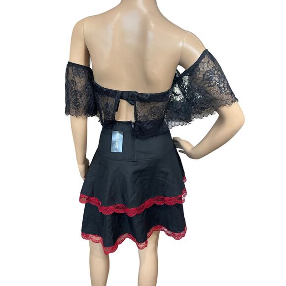 NWT Frederick's of Hollywood x Megan Fox Black lona Lace Ruffle Bandeau Bra SZ S - Picture 6 of 12